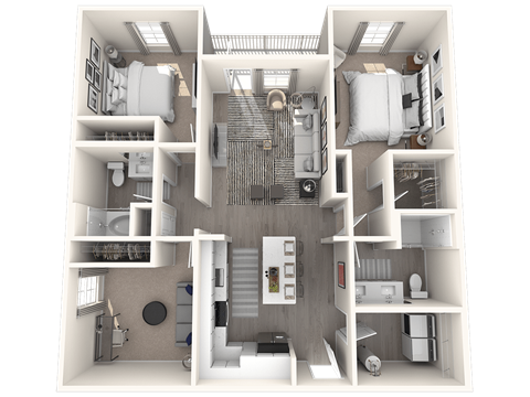 Floor plan for 3 beds, 2 baths, 1248 sqft